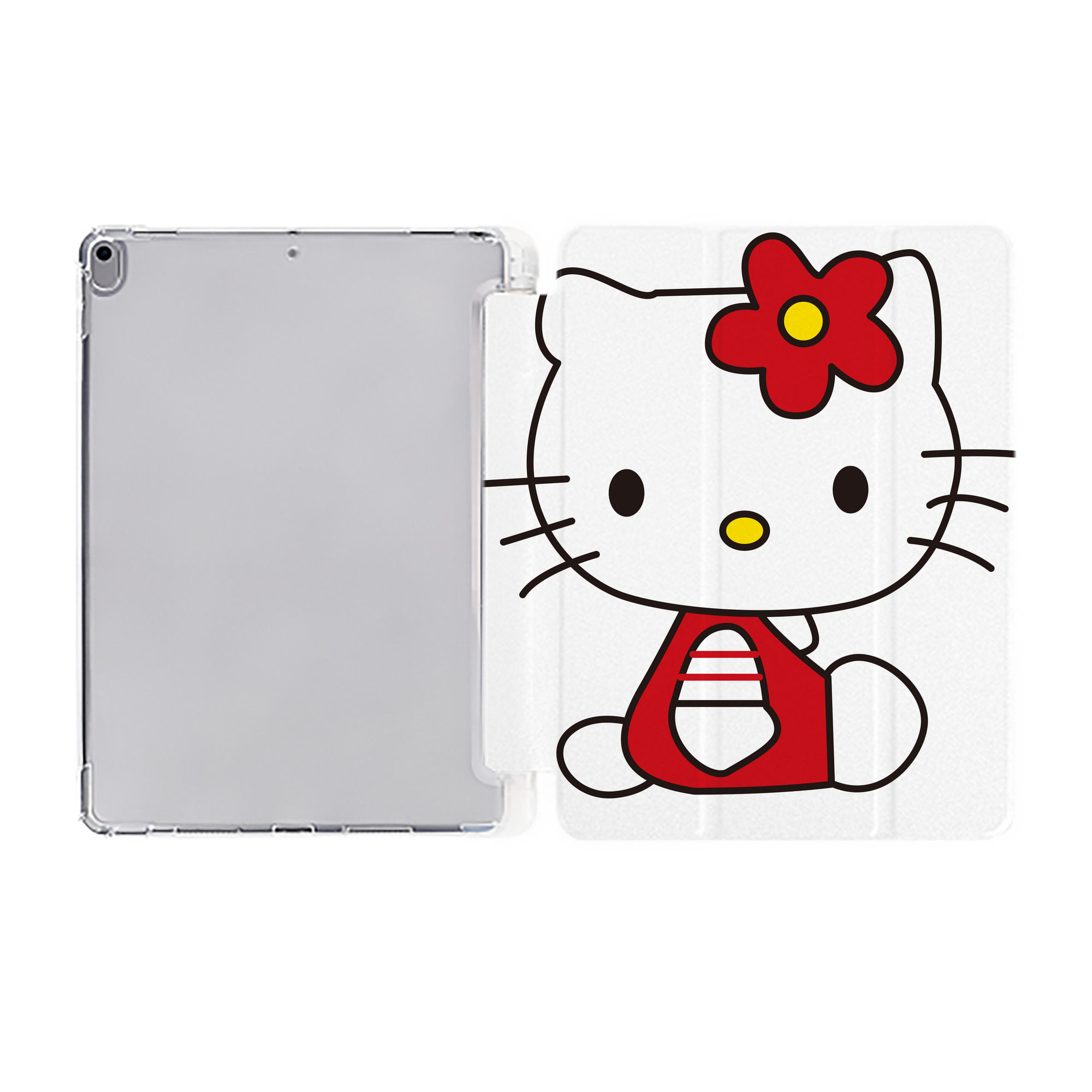 （画像用） Hello Kitty ハローキティ IPad ケース ペン収納付き 三つ折りスタンド PUレザー×シリコン 対応機種9.5/10.5/10.9インチ